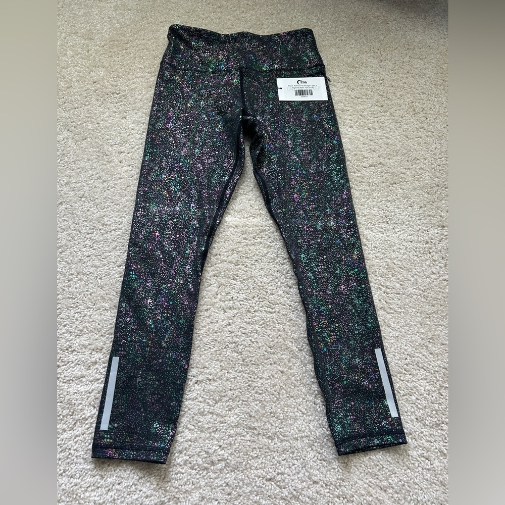 Zyia Black Reflective Mirage Light N Tight High Rise 7/8 Leggings Womens Sz 4